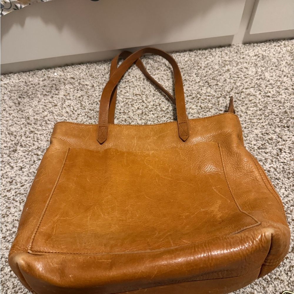 Madewell Medium Transport Tan Leather Tote Bag